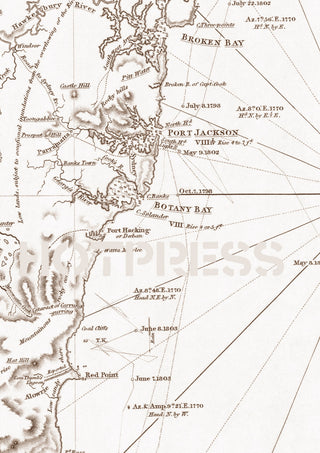 1814 Chart of the East Coast of Terra Australis, Sheet 1