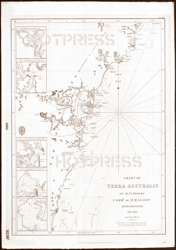 1814 Chart of the East Coast of Terra Australis, Sheet 1