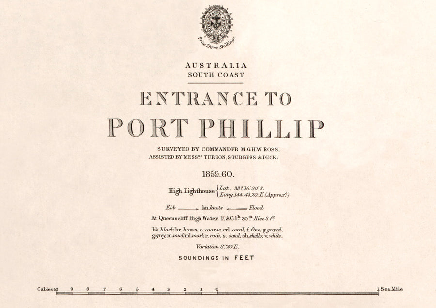 1860 Entrance to Port Phillip Chart