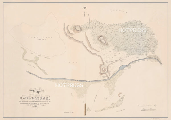 1837 Map Shewing the Site of Melbourne - Tinted