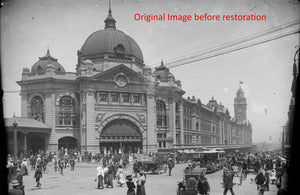 The original 1910 image of Flinders Street Station before we restored it.