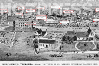1867 Melbourne Bird's Eye View - Panoramic Print