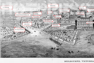 1867 Melbourne Bird's Eye View - Panoramic Print