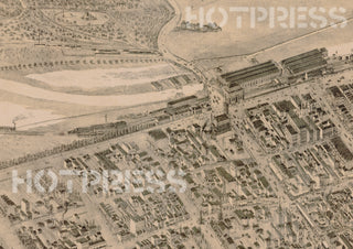 1866 Isometric View of Melbourne Tinted