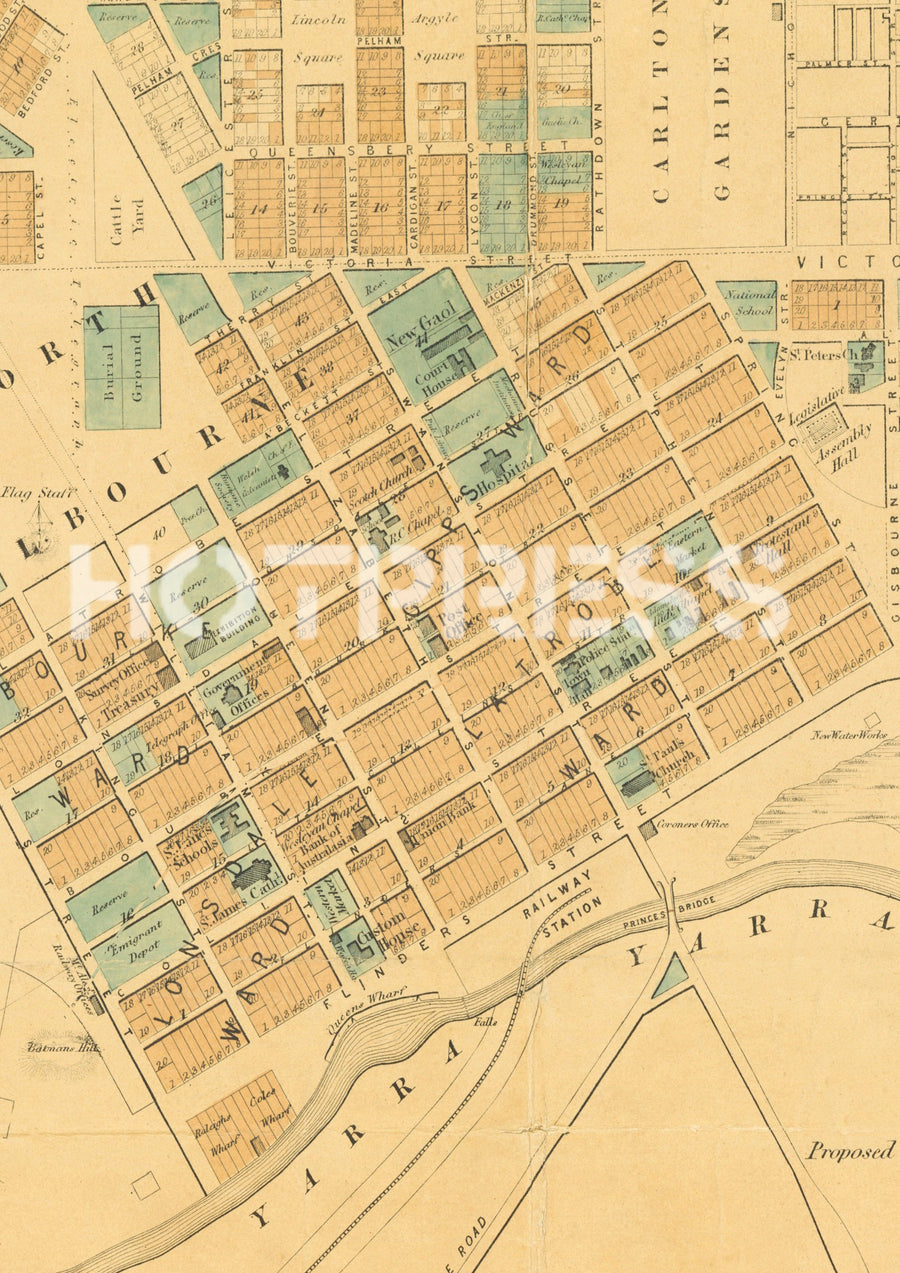 1854 Plan of the City of Melbourne