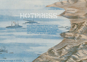 1915 The Graphic Map of the Dardanelles Operations