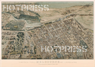 1866 Isometric View of Melbourne