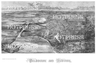 1873 Melbourne and Suburbs - Bird's-Eye View