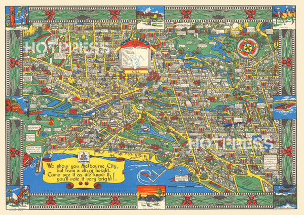 1934 Centenary Wonder Map of Melbourne