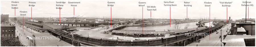 1906 Flinders Street and Queens Bridge Panorama