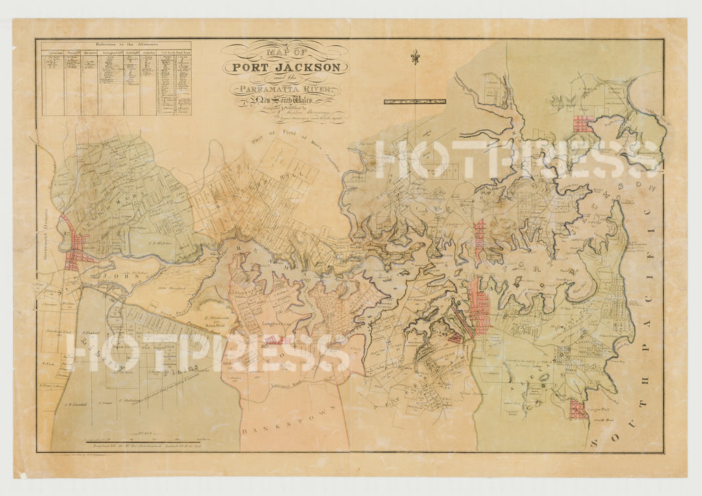 1850c Map of Port Jackson and the Parramatta River – HotPress Images