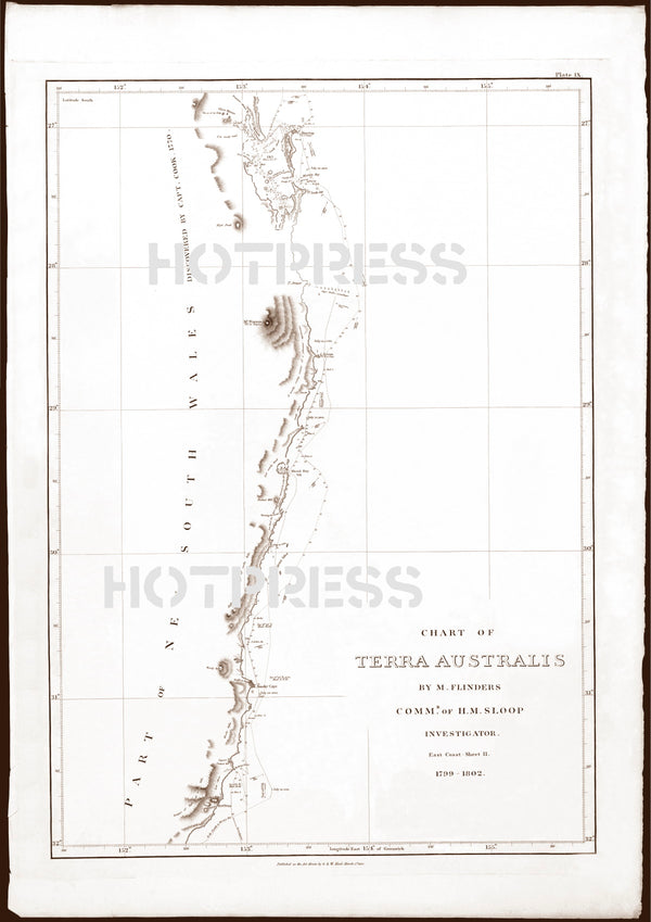 1814 Chart of the East Coast of Terra Australis, Sheet 2