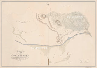 1837 Map Shewing the Site of Melbourne - Tinted