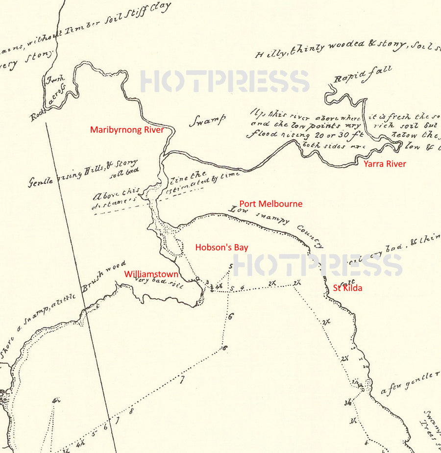 1803 Port Phillip Survey Map - Charles Grimes