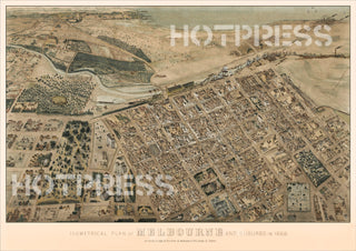 1866 Isometric View of Melbourne
