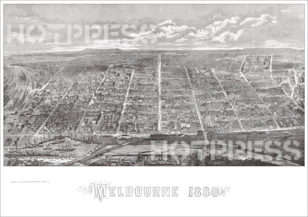 1880 Melbourne Bird's Eye View
