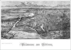 1873 Melbourne and Suburbs - Bird's-Eye View