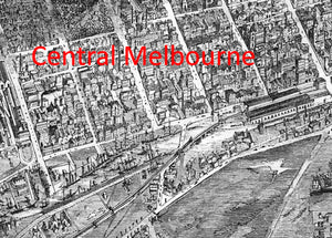 1873 Melbourne and Suburbs - Bird's-Eye View